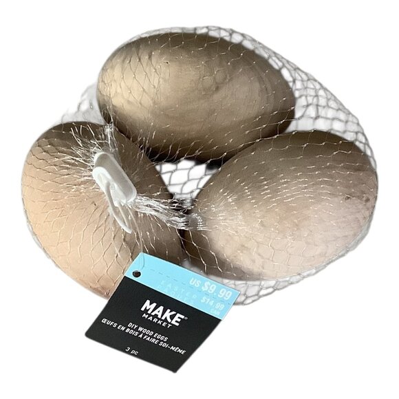 3pcs Wooden Eggs DIY Unfinished Approx 3"ea for Painting or Crafting - Picture 2 of 5